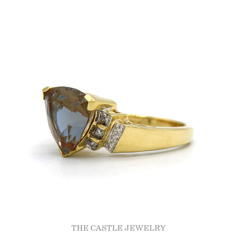 Side profile of the 14k yellow gold tourmaline ring