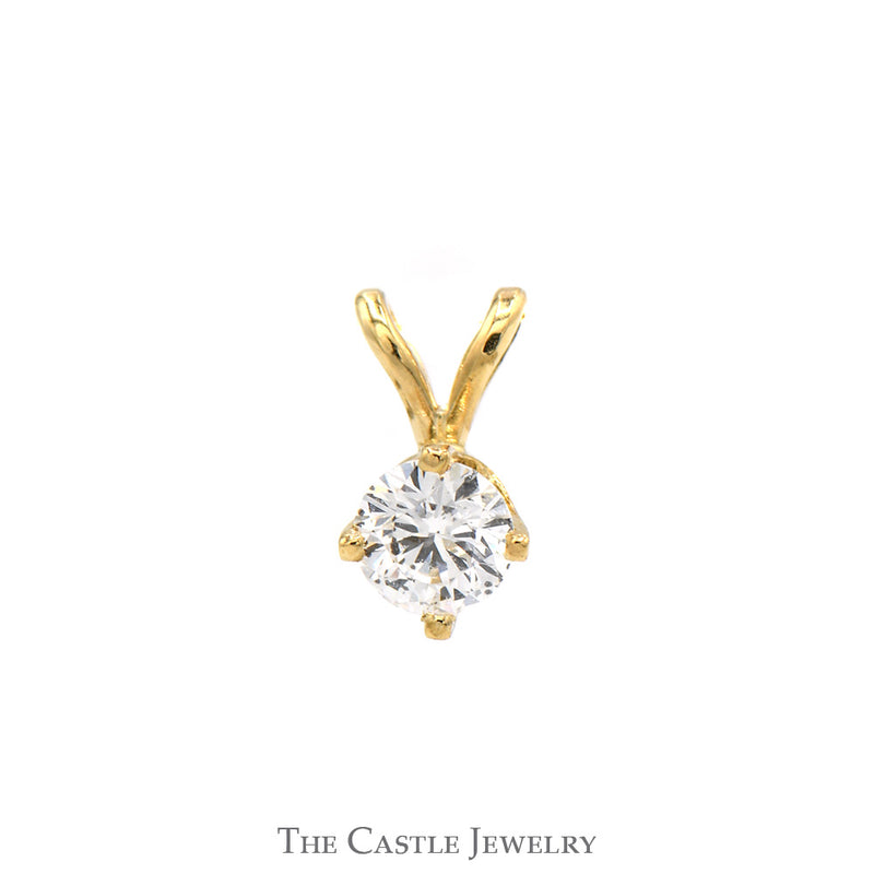 1/4ct Round Diamond Solitaire Pendant in 10k Yellow Gold Split Bail