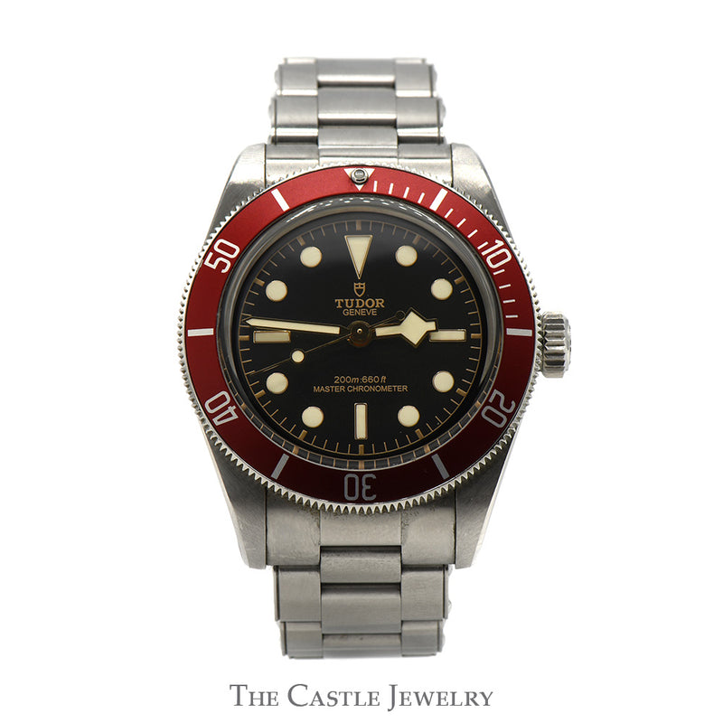 TUDOR Black Bay 41mm Luxury Watch M7941A1A0RU with Red Bezel & Box and Extras