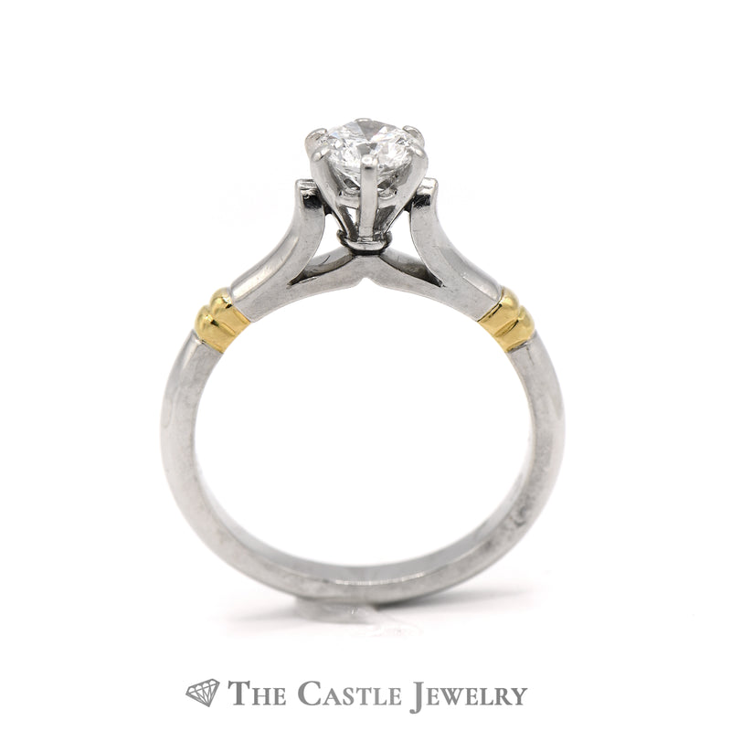 Platinum & 18K Bridal Set .50ct Round Diamond Platinum Cathedral Mounting