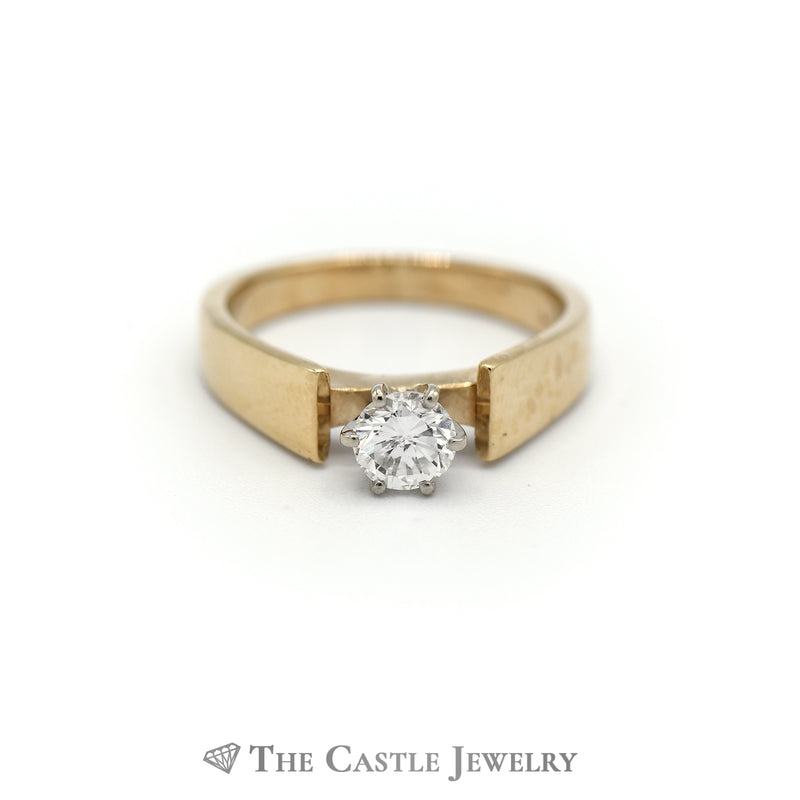 Round Brilliant Cut Diamond Solitaire Engagement Ring in Cathedral Mounting