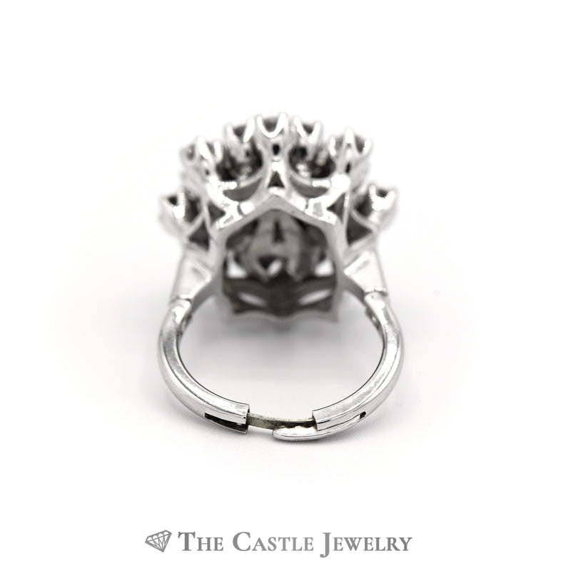 Stunning 2.75cttw Round Diamond Cluster Ring w/ Arthritic Shank in 14K White Gold