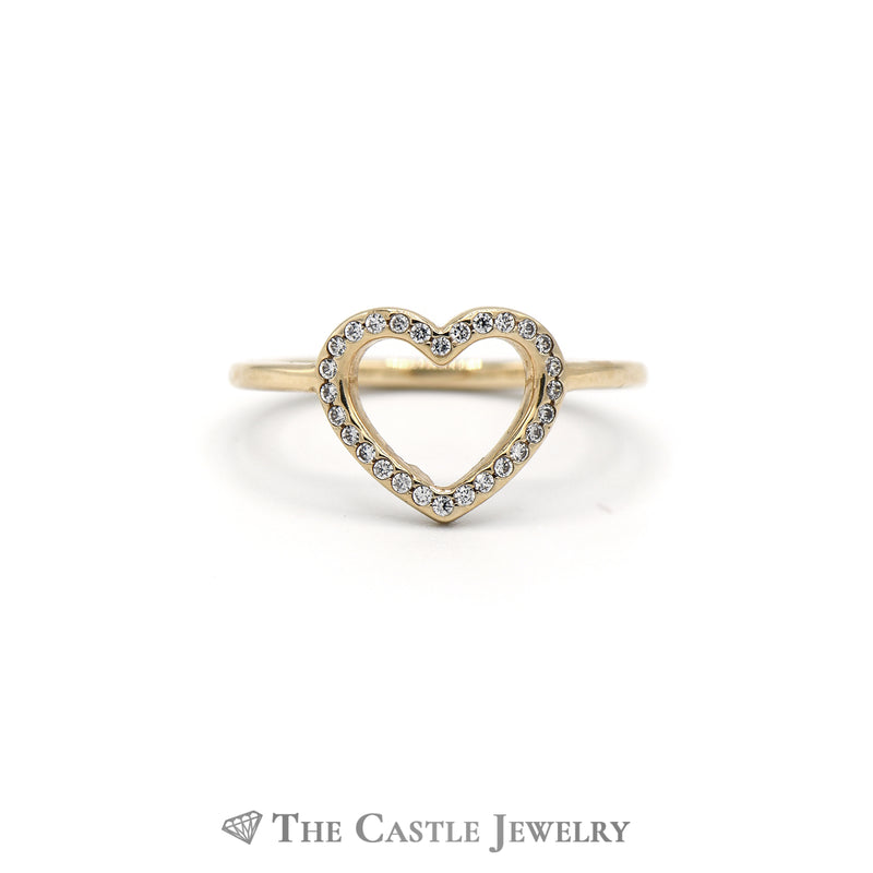 Pandora Captured Heart Ring w/ Cubic Zirconia in 14K Yellow Gold