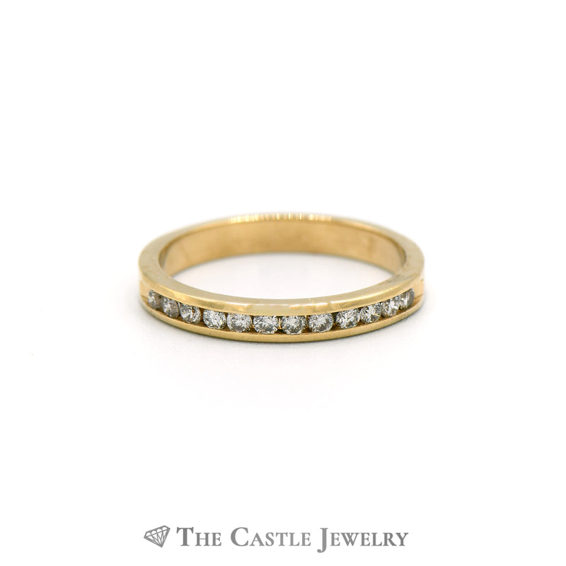 Channel Set Round Brilliant Cut .30cttw Diamond Wedding Band in 14K Yellow Gold
