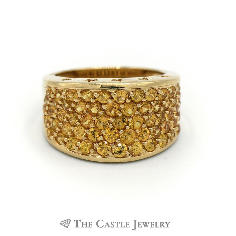 Unique Concave Design Citrine Cluster Ring w/ Surprise Star Design Mounting