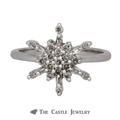 Diamond Cluster in Snowflake Design Crafted in 14k White Gold