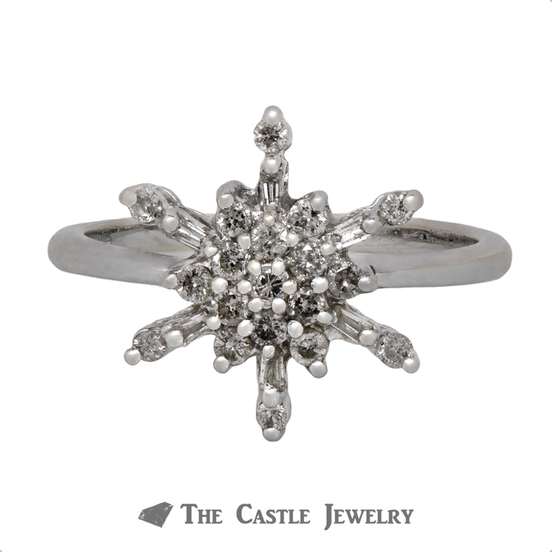 Diamond Cluster in Snowflake Design Crafted in 14k White Gold