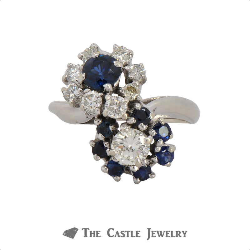 Infinity Diamond and Sapphire Ring in 14K White Gold