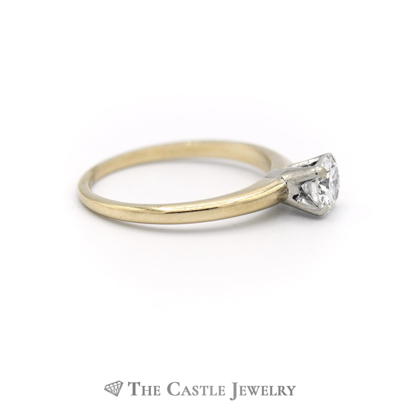 Lovely Round Brilliant Cut Diamond Solitaire Engagement Ring in 14K Yellow Gold
