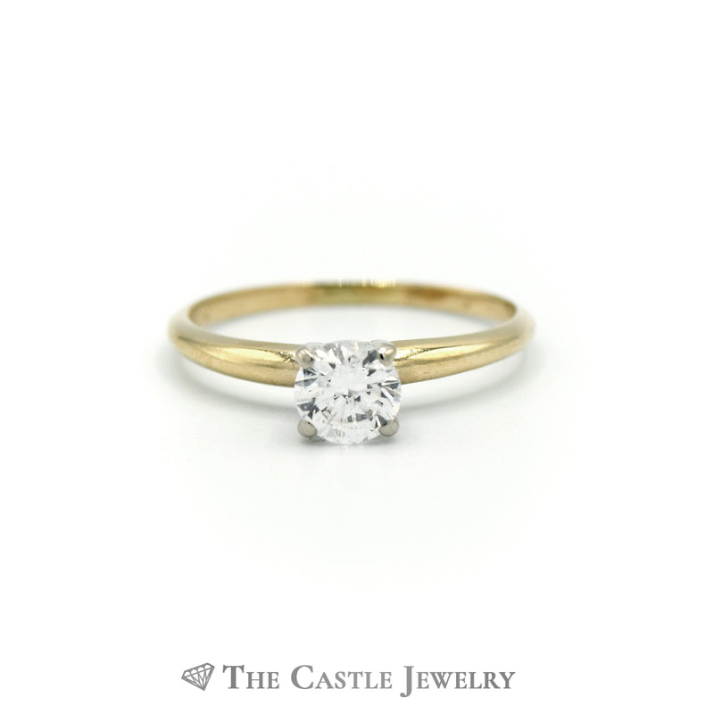 Round Brilliant Cut .50carat Diamond Engagement Ring SI2/H in 14K Yellow Gold