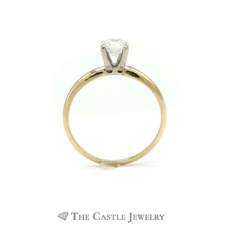 Round Brilliant Cut .50carat Diamond Engagement Ring SI2/H in 14K Yellow Gold