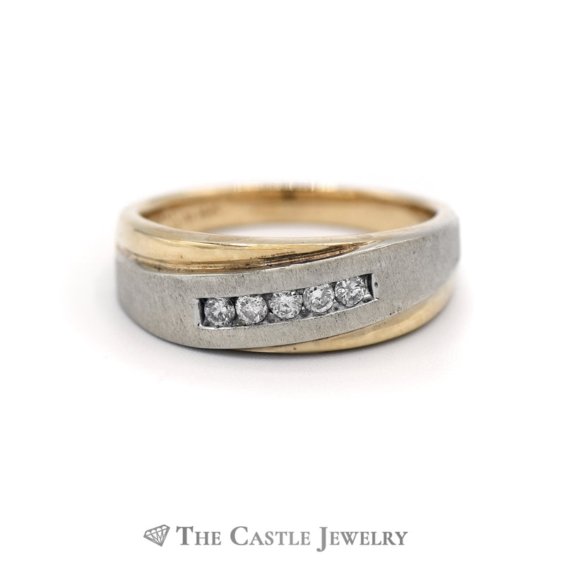 Men’s Fancy .25cttw Diamond Band in Yellow & White Gold