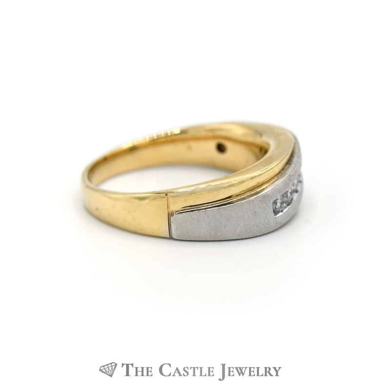 Men’s Fancy .25cttw Diamond Band in Yellow & White Gold