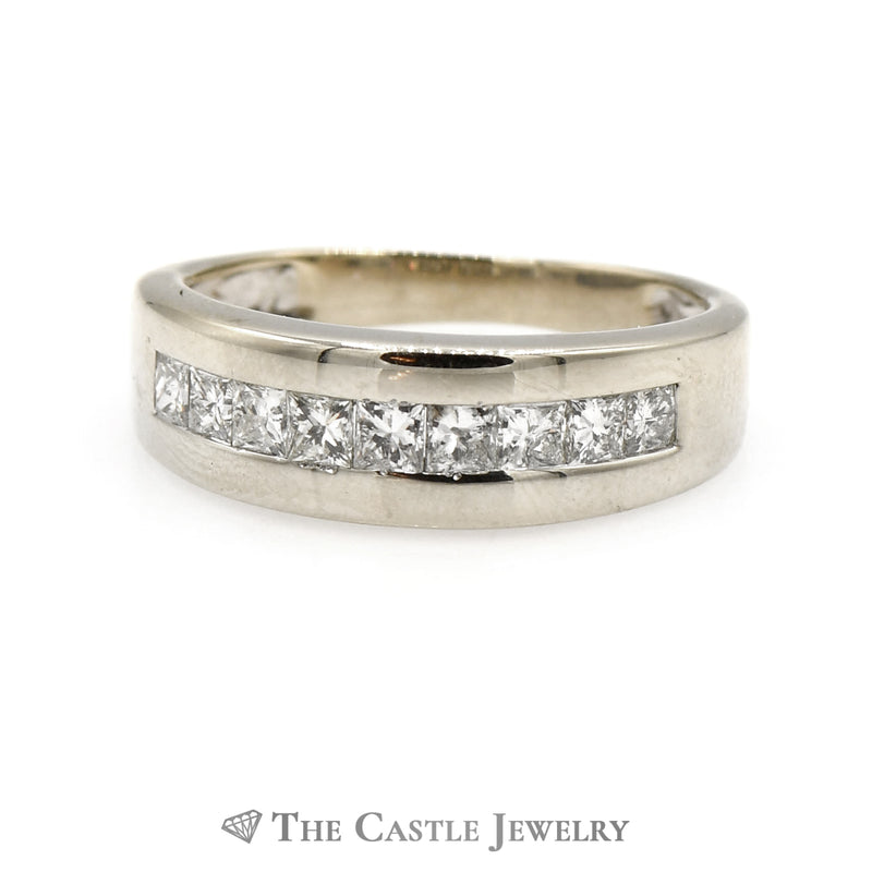 1cttw Princess Cut Channel Set Diamond Wedding Band in 14k White Gold