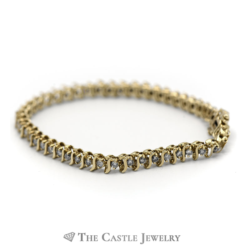 Link Diamond Tennis Bracelet 2cttw In 14K Yellow Gold