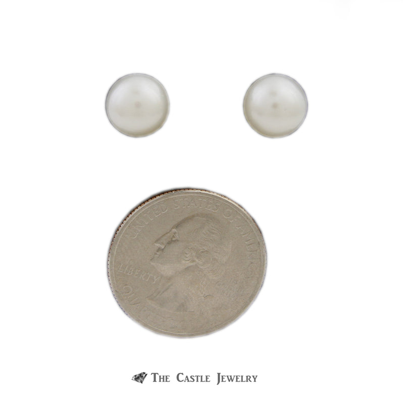 Pearl Earrings with 9-9.5mm Pearls in 14K Yellow Gold