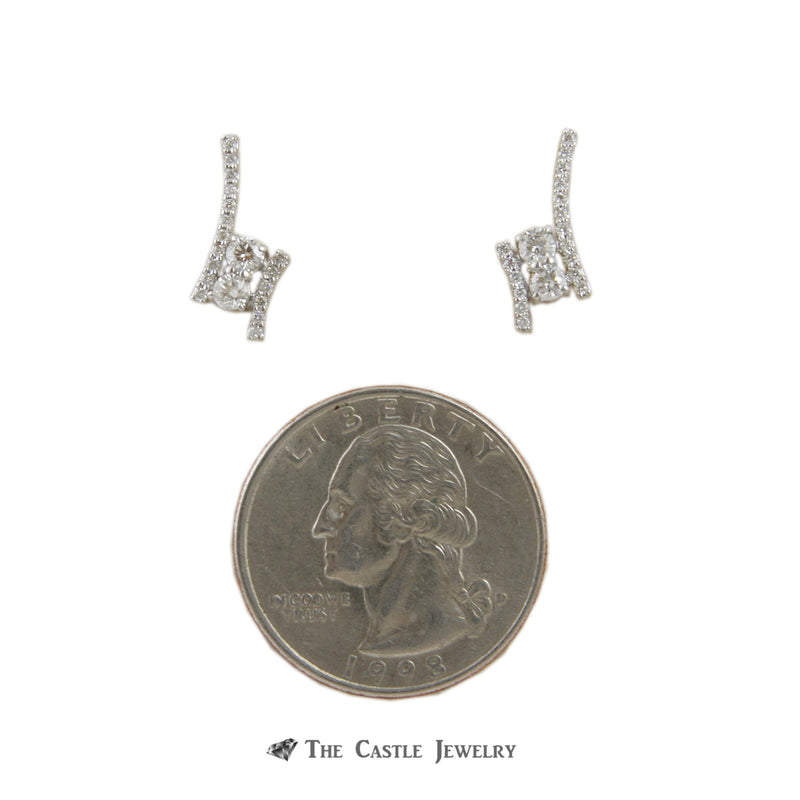 My Love My Best Friend 2 Round .50cttw Diamond Earrings In 14K White Gold