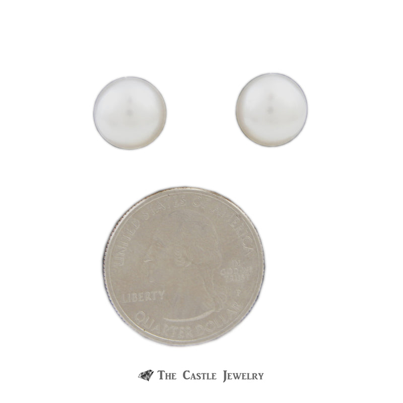 Pearl Earrings with 10-11mm Pearls in 14K Yellow Gold