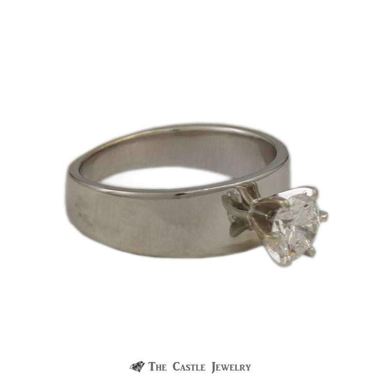 .75ct Round Brilliant Cut Diamond Engagement Ring VS2-H in Wide Tapered Mounting