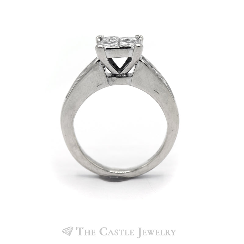 1.50CTTW Princess Cut Engagement Ring in Invisible Setting in 14KT White Gold