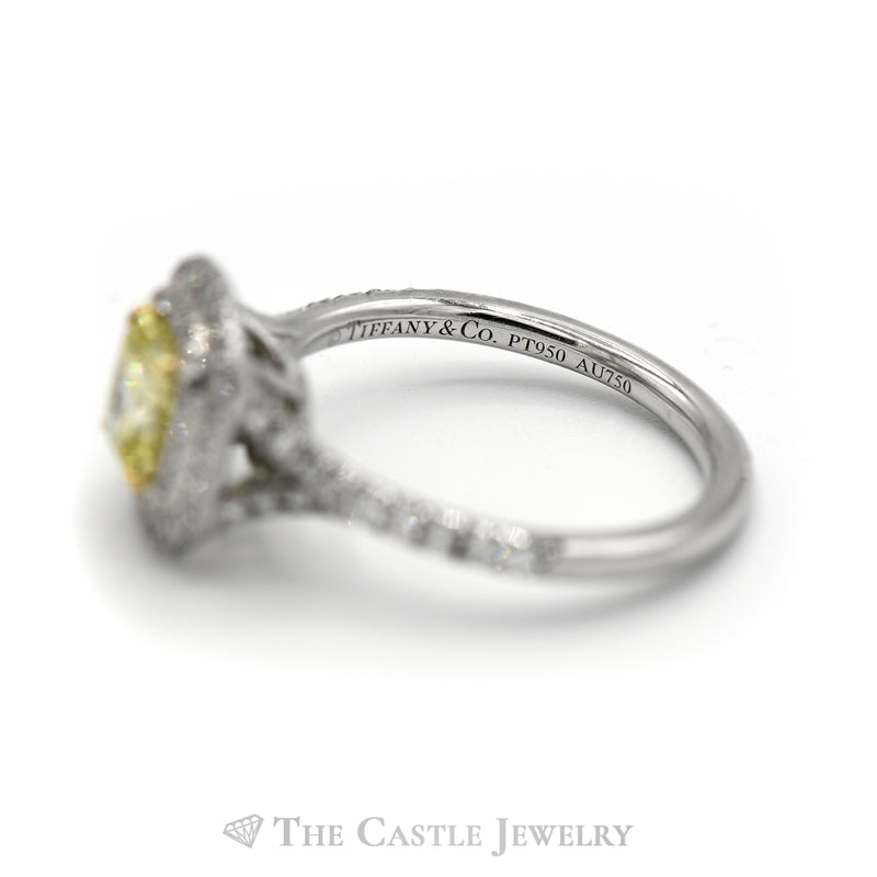 Tiffany & Co. 1.01CT Cushion Cut Yellow Diamond Ring with Diamond Accents