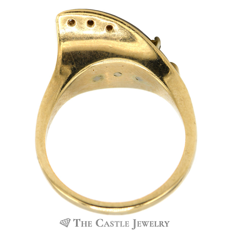 Unique Concaved Diamond Cluster Ring in 14k Yellow Gold