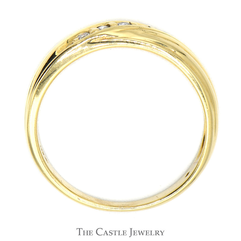 Men's Diagonally Set 5 Diamond Band in 14k Yellow Gold