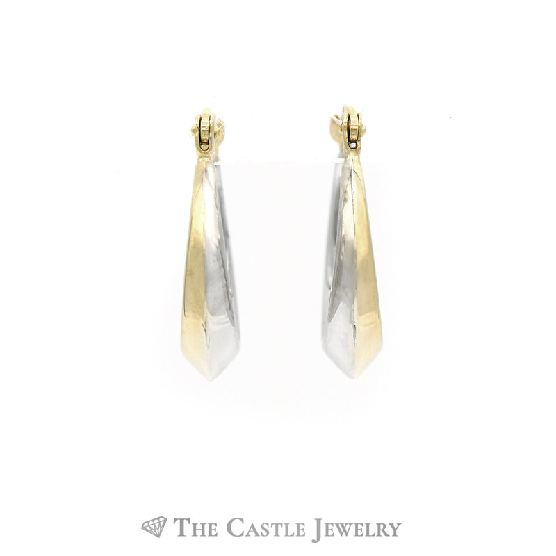 Reversible Two-Toned Hollow Polished Hoops in 14KT Yellow and White Gold