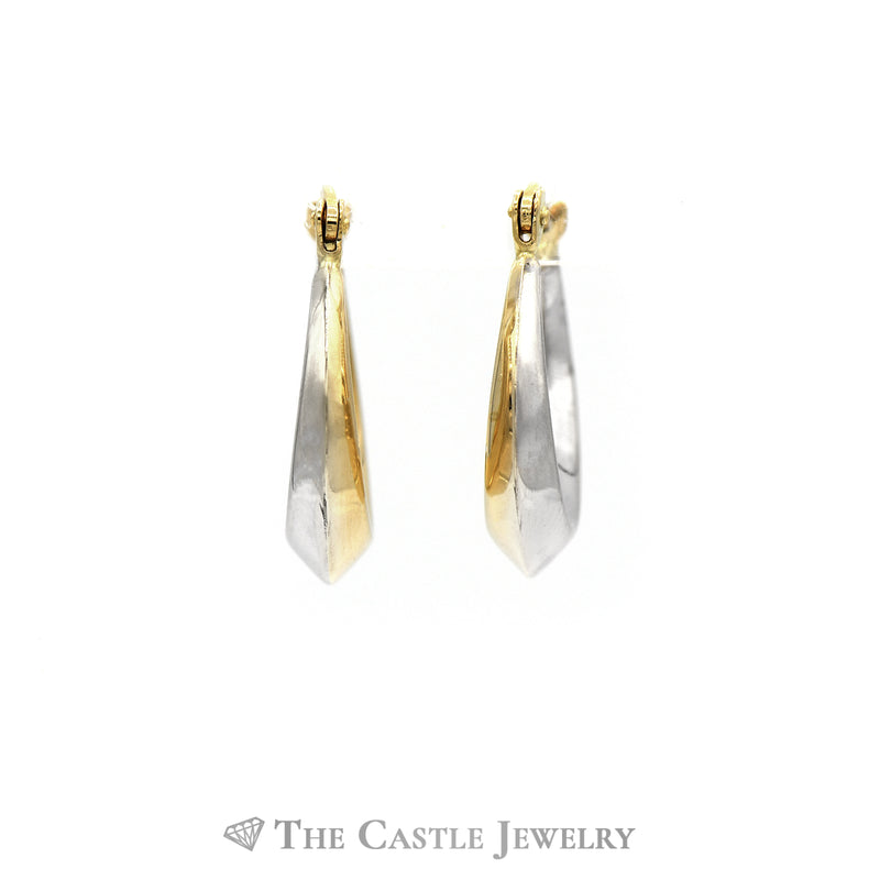 Reversible Two-Toned Hollow Polished Hoops in 14KT Yellow and White Gold