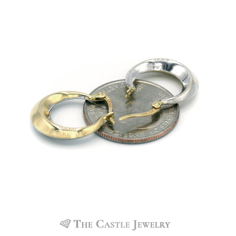 Reversible Two-Toned Hollow Polished Hoops in 14KT Yellow and White Gold