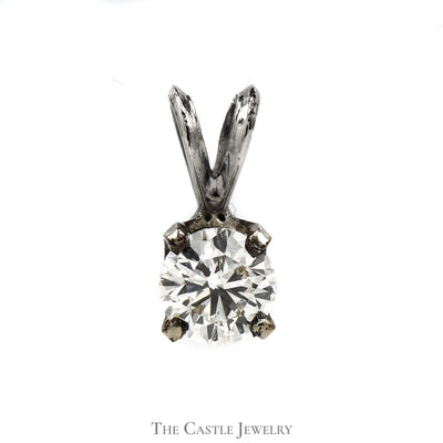 3/4ct Round Diamond Solitaire Pendant in 14k White Gold