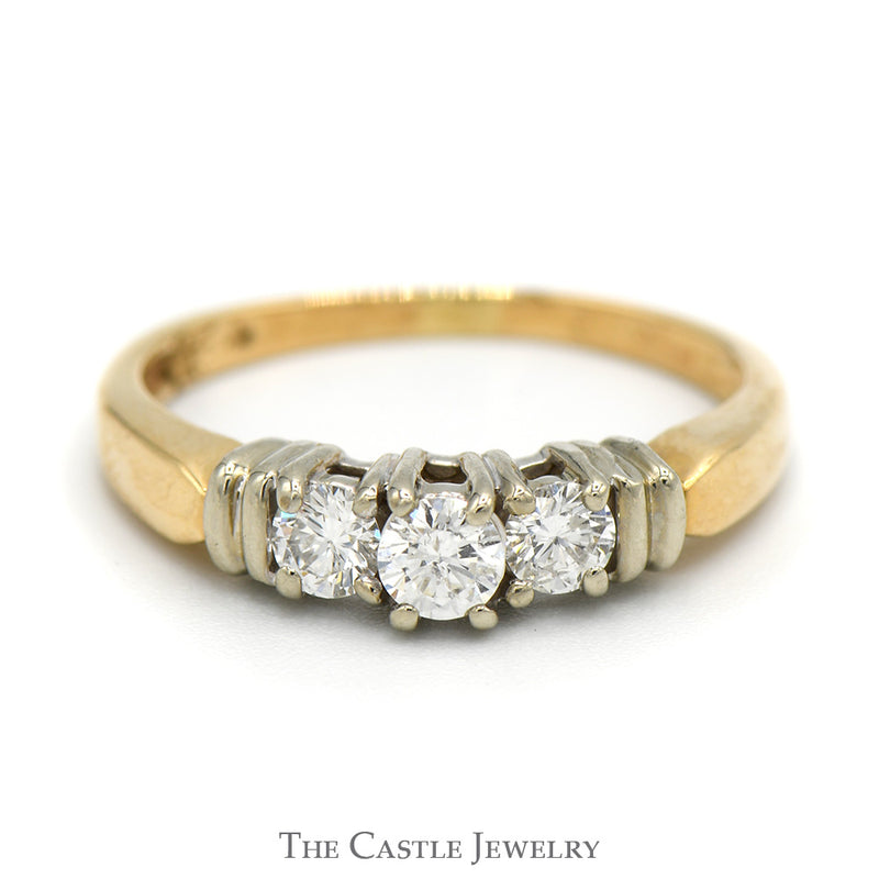 Three Stone Diamond Engagement Ring in 14k Yellow Gold