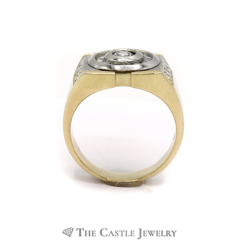 Gent's Round Cubic Zirconia in 14KT Yellow Gold