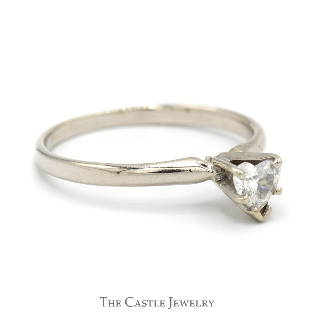 1/2ct Heart Cut Diamond Solitaire Engagement Ring in 14k White Gold