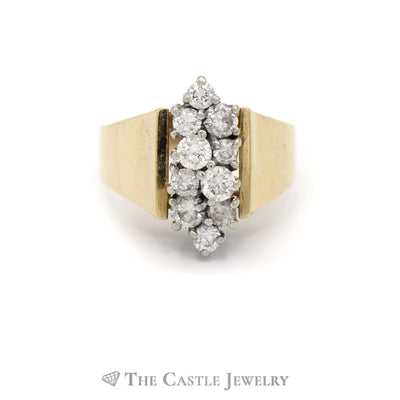 3/4cttw Round Diamond Cluster Ring in 14k Yellow Gold Tapered Setting