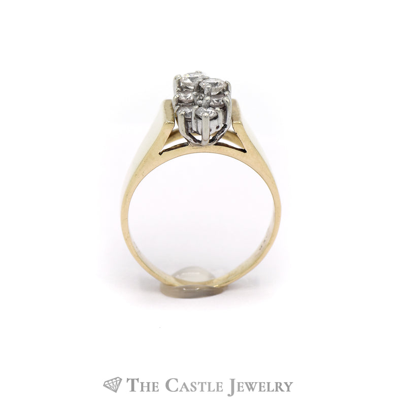 3/4cttw Round Diamond Cluster Ring in 14k Yellow Gold Tapered Setting