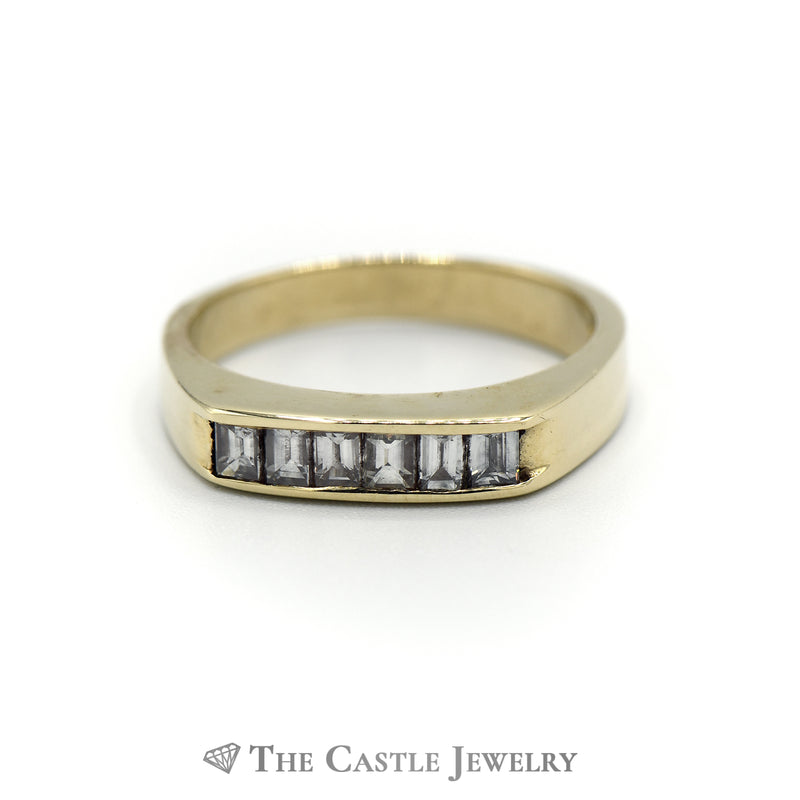Men's Channel Set 1/2cttw Emerald Cut Diamond Wedding Band in 14k Yellow Gold