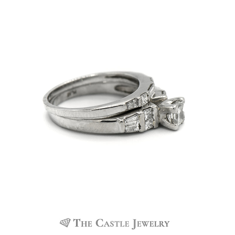 1cttw Princess Cut Platinum Bridal Set