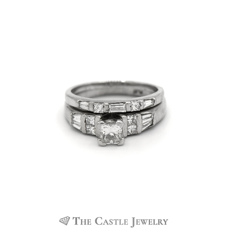 1cttw Princess Cut Platinum Bridal Set