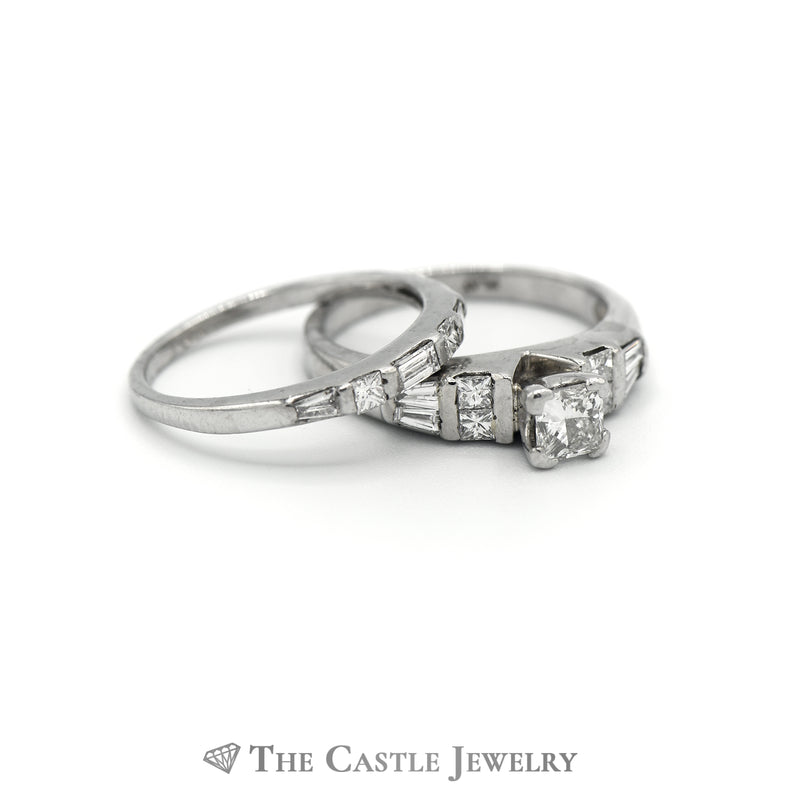 1cttw Princess Cut Platinum Bridal Set
