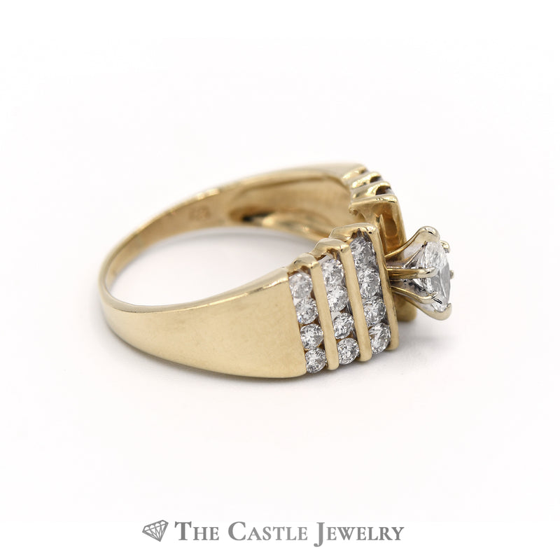 1.75cttw Marquise Cut Engagement Ring and Bridal Set in 14kt Yellow Gold