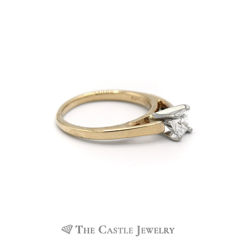 Solitaire Princess Cut 14KT Yellow Gold .50ct Engagement Ring