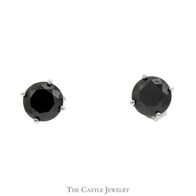 2cttw Black Diamond Stud Earrings in 10k White Gold
