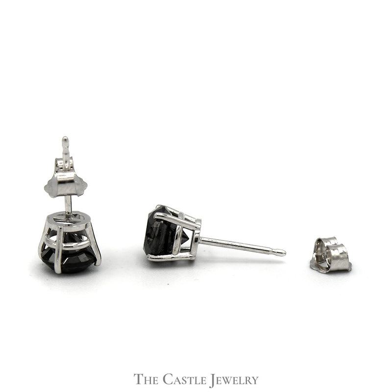 2cttw Black Diamond Stud Earrings in 10k White Gold