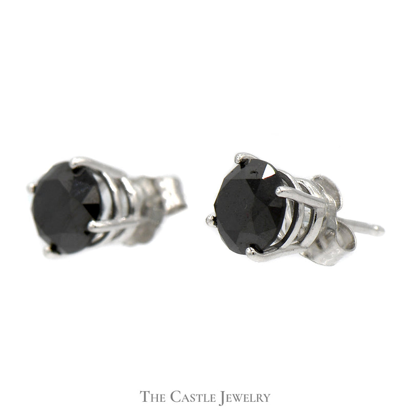 2cttw Black Diamond Stud Earrings in 10k White Gold