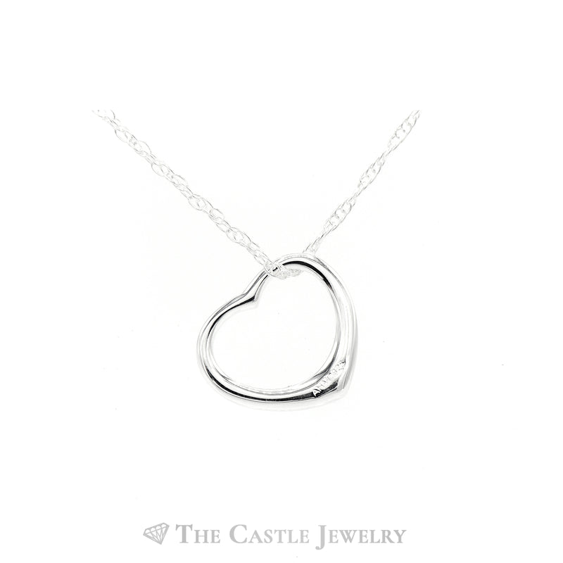 Sterling Silver Polished Floating Heart Necklace