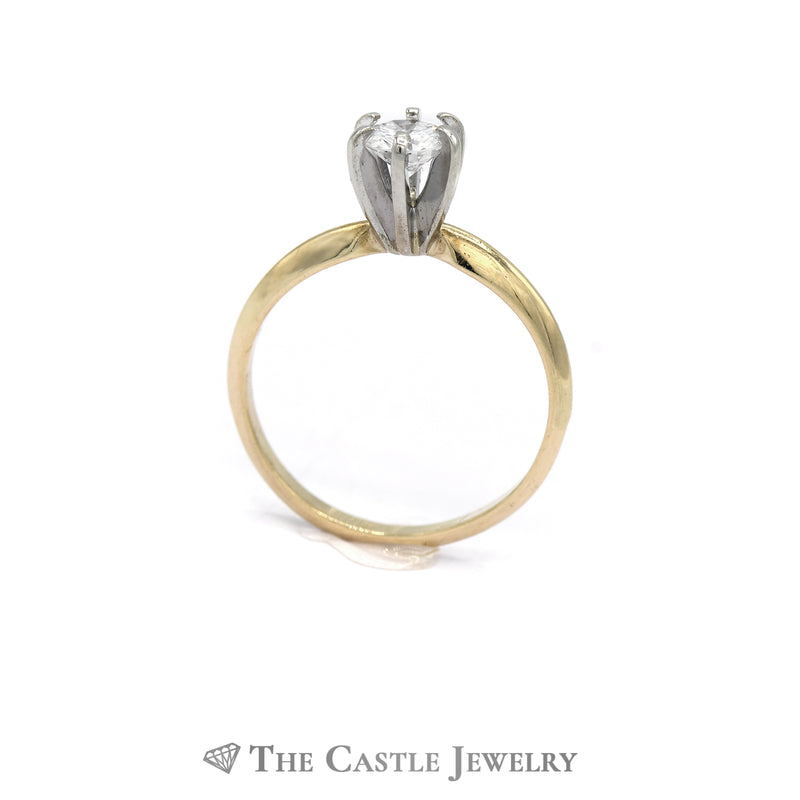 1/2CT Diamond Solitaire in 6 Prong Mounting in 14KT Yellow Gold