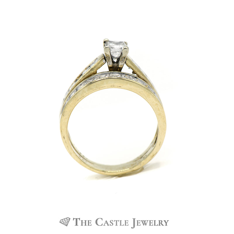 2CTTW 14KT Yellow Gold Princess Cut Bridal Set Diamond Ring