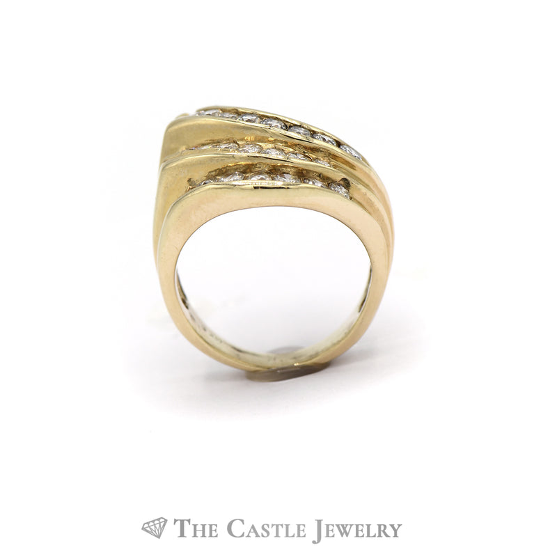 Swirled 1.5cttw Round Diamond Cluster in 14k Yellow Gold