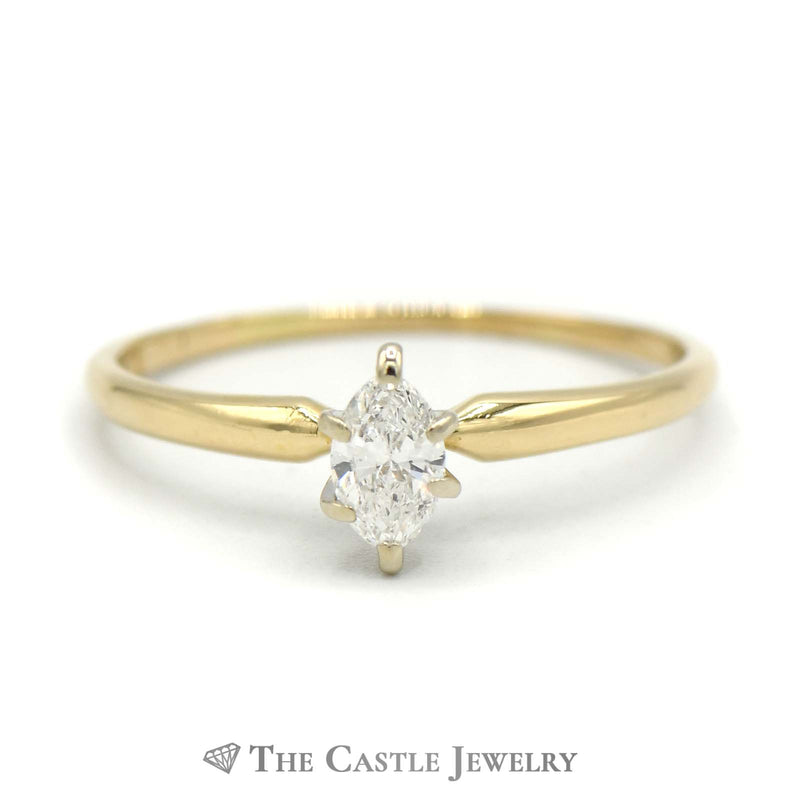 Marquise Solitaire Diamond Engagement Ring in 14K Yellow Gold